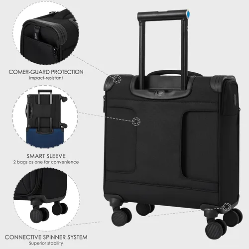 Miniatura 4 de VERAGE Teldo Softside - Maleta extensible con ruedas giratorias, Negro -, Equipaje de transporte Softside