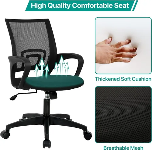 Miniatura 5 de Silla de oficina ergonómica con soporte lumbar, silla de escritorio de malla ajustable para dolor de espalda, taburete giratorio ejecutivo moderno