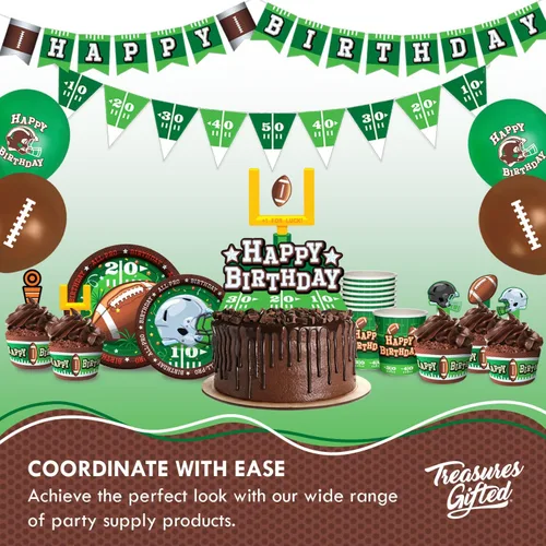 Miniatura 6 de Treasures Gifted Decoraciones y envoltorios para cupcakes de fútbol con el número 24 de feliz cumpleaños, decoraciones para fiestas de fútbol