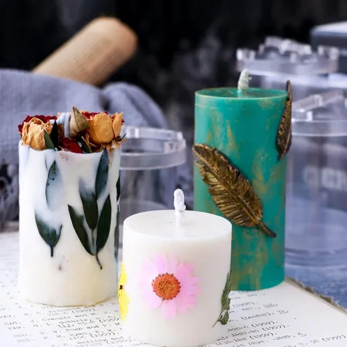 Miniatura 2 de Paquete de 4 moldes redondos de silicona para velas y chocolate, cilindro 3D y molde hecho a mano para velas y jabón Emr-candle-girl-sister