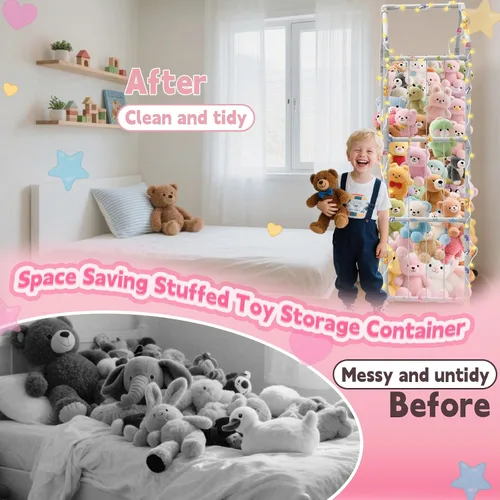 Miniatura 7 de Almacenamiento de Animales de Peluche con Ventosas, Soporte de Animales de Peluche ABS Mejorado, Organizador de Almacenamiento de Juguetes con Blanco