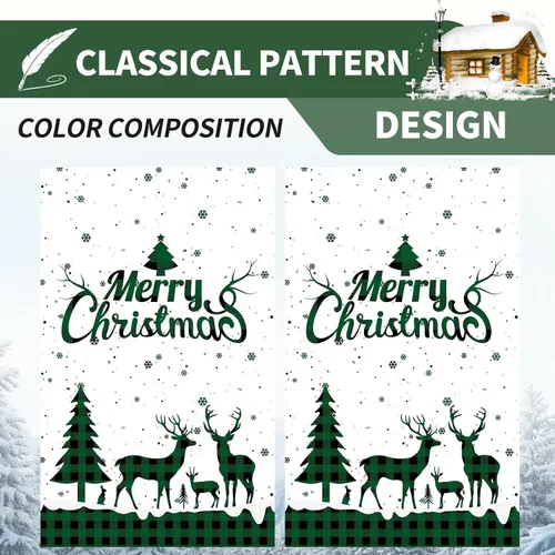 Miniatura 6 de Cortinas navideñas para sala de estar, cortina de ciervo de Navidad a rayas tartán, bolsillo para barra, cortinas decorativas para dormitorio
