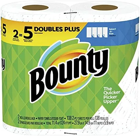 Bounty 76213 Toallas de papel, seleccione un tamaño, 138 hojas de 2 capas, paquete de 2 unidades, cantidad 6