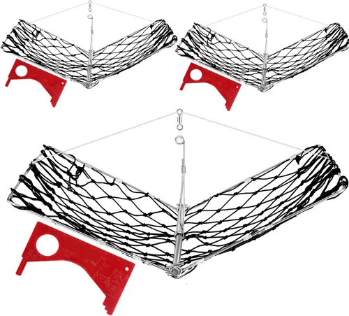 Arrowbash Juego de 3 trampas para cangrejos moldeables con calibre rojo y clip de cebo, trampa de cangrejo, equipo de red para cangrejos para