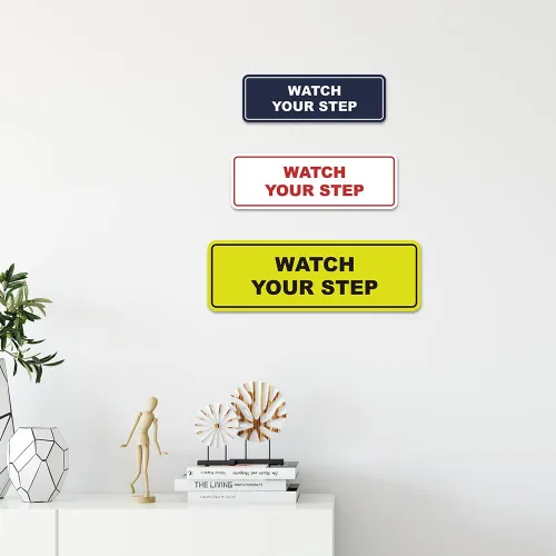 Miniatura 2 de Signs ByLITA Letrero estándar para pared o puerta con texto en inglés «Watch Your Step», señalización de salud y seguridad (negro), mediano