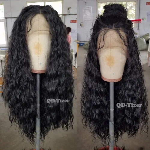 Miniatura 5 de QD-Tizer - Peluca larga de encaje rizado con ondas de moda para mujer