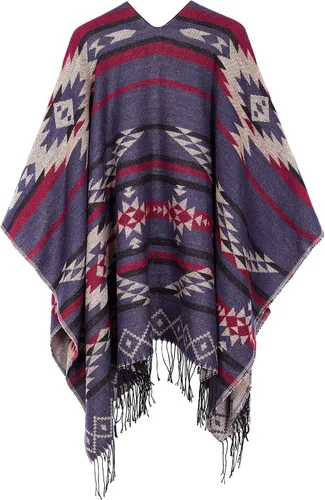 Miniatura 85 de Chales cálidos para mujer, cárdigan con frente abierto, estilo vintage, poncho