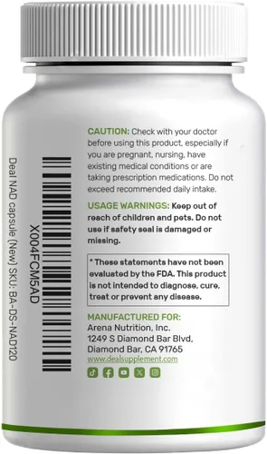 Miniatura 7 de Suplemento de resveratrol NAD+ de 1,000 mg por porción, 120 cápsulas vegetarianas Alternativa de suplemento NMN extra fuerte 2 en 1 Suplementos
