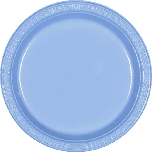 Platos redondos de plástico azul pastel vibrantes, 7 pulgadas (paquete de 20), diseño de calidad premium, ideales para cualquier evento o fiesta