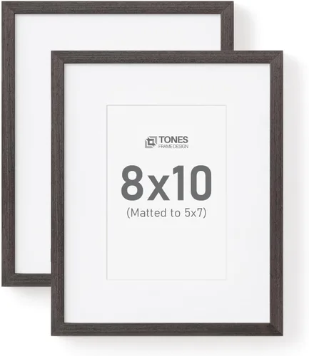 Miniatura 39 de TONES FRAME DESIGN Juego de 2 portarretratos de 5 x 7 pulgadas con acabado de chapa de madera maciza de roble de 5 x 7 pulgadas con paspartú de 4 x