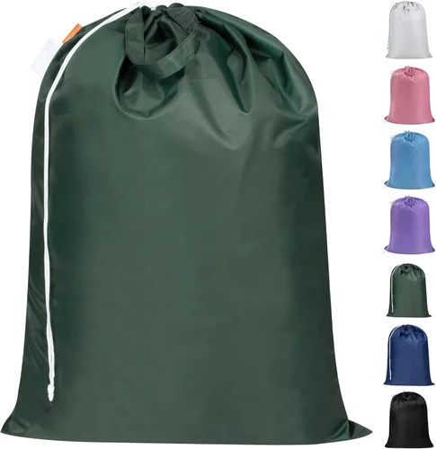 Miniatura 10 de Polecasa Bolsa de lavandería extra grande y resistente con asas duraderas y cierre de cordón, 28 x 36 pulgadas, bolsas de almacenamiento duraderas