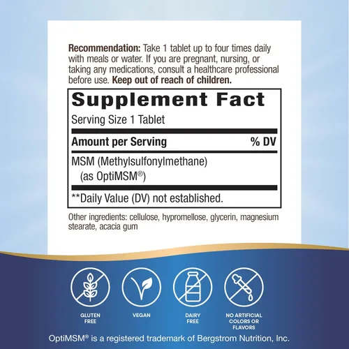 Miniatura 2 de Nature's Way MSM 1000 mg - Suplemento para la salud de las articulaciones* - Con metilsulfonilmetano - Sin gluten y vegano - 200 Tabletas