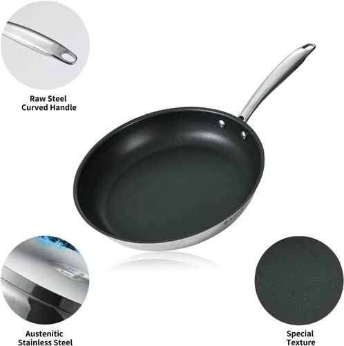 Miniatura 6 de NANFANG BROTHERS Sartén antiadherente 316 de 11 pulgadas, núcleo de cobre de grado alimenticio, parte inferior compuesta de 3 capas, cuerpo de olla