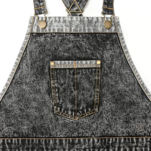 Miniatura 6 de Jeanerlor - Delantales de trabajo de mezclilla con bolsillos para mujeres y hombres, correas cruzadas y ajustables de S a XXXL, Negro