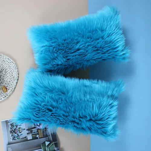 Miniatura 29 de OYIMUA Juego de 2 fundas de almohada decorativas esponjosas de 18 x 18 pulgadas, fundas de almohada lujosas de piel sintética de granja