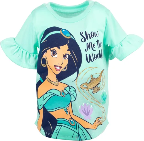 Miniatura 4 de Disney Princess Moana Frozen Little Mermaid Rapunzel Jasmine Belle - Conjunto de camiseta y leggings para niñas pequeñas y grandes