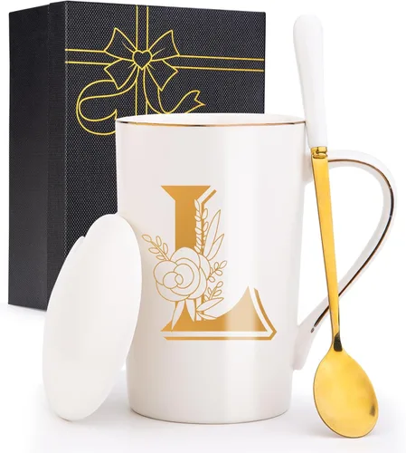 Miniatura 17 de Tazas personalizadas con iniciales en letra A con flores, taza de café personalizada con letra A, tazas personalizadas con letras geniales