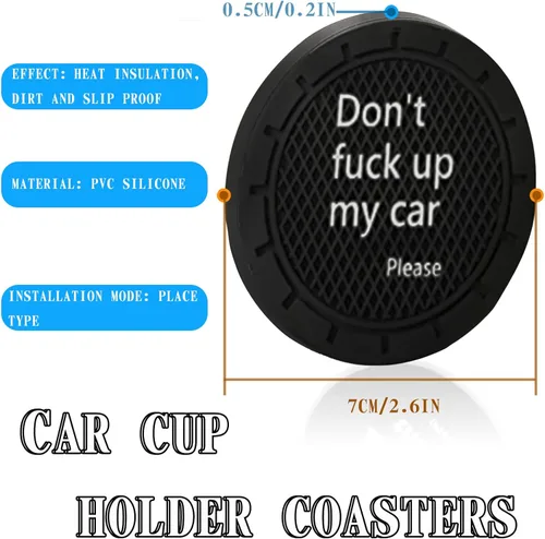 2 piezas Posavasos para portavasos de coche, forro para portavasos de coche, cubierta para portavasos de coche, ajuste universal para coche, negro,