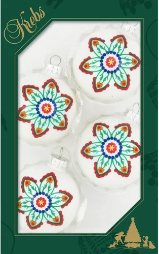 Miniatura 63 de Adornos de árbol de Navidad de vidrio - 67 mm/2.625" [4 piezas] Bolas decoradas de Adornos navideños sin costuras para colgar de Christmas by Krebs