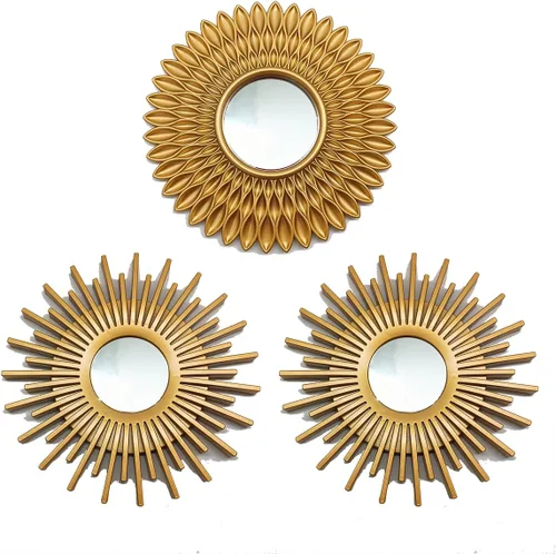 Miniatura 13 de Espejos dorados retro para pared, paquete de 3. Espejos redondos. Espejos decorativos. Espejos de pared pequeños para decoración del hogar. Marcos