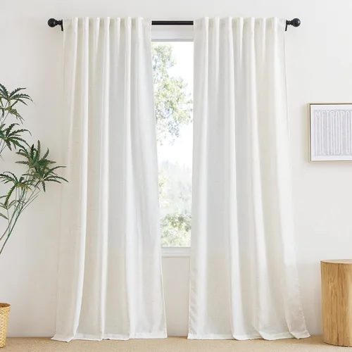 Miniatura 7 de NICETOWN Cortinas transparentes de lino de 84 pulgadas de largo, cortinas transparentes con pinza y bolsillo para barra con pestaña trasera