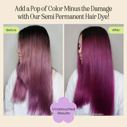 Miniatura 2 de INH Tinte semipermanente para el cabello, acondicionador de depósito de color, tinte rosa para el cabello, sin blanqueador, sin peróxido, tinte
