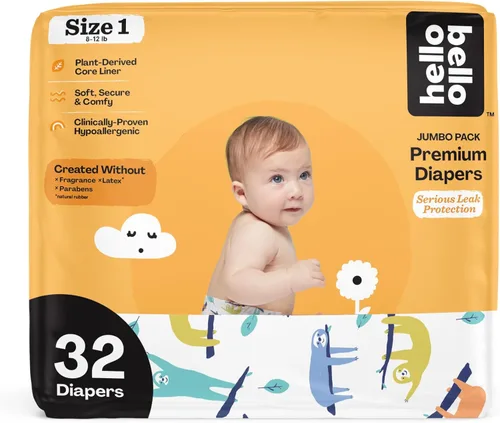 Miniatura 28 de Pañales Hello Bello, talla 4 (22-37 libras) Flower Child, 21 unidades de pañales desechables premium para bebé, hipoalergénicos con sensación suave