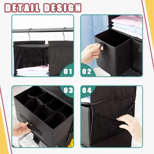 Miniatura 6 de Organizador colgante de armario con 6 estantes con 5 cajones diferentes, organizadores de armario plegables y almacenamiento para armario, armario