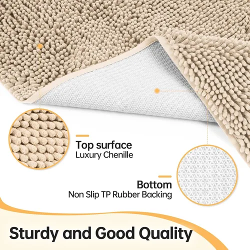 Miniatura 4 de Tapete absorbente para puerta de perro, para patas fangosas, 48 x 30 pulgadas, tapete de felpilla para interiores de entrada, atrapa la suciedad