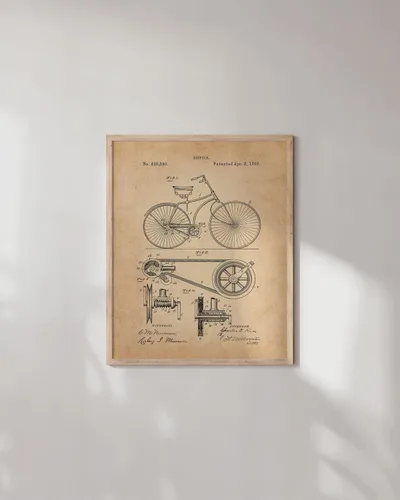 Miniatura 4 de HAUS AND HUES Póster vintage de bicicleta, arte de pared con diseño de diseño, ciclismo vintage, arte de patentes, imagen de triatlón, obra de arte