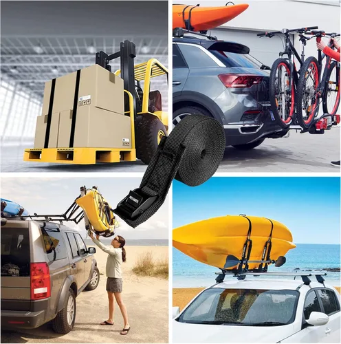 Miniatura 6 de WEDAMER Paquete de 2 correas de amarre para kayak de 8 pies con hebilla de leva de alta resistencia, correa ajustable para kayak, camiones, 2Pack