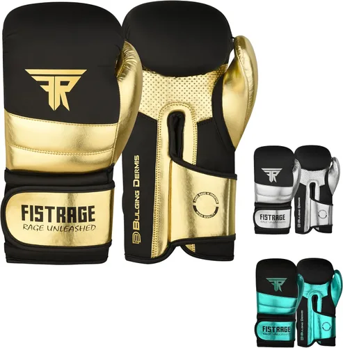 FISTRAGE - Guantes de boxeo de cuero metálico para entrenamiento de artes marciales mixtas, Muay Thai, Kick Boxing, Sparring, bolsa pesada, guantes