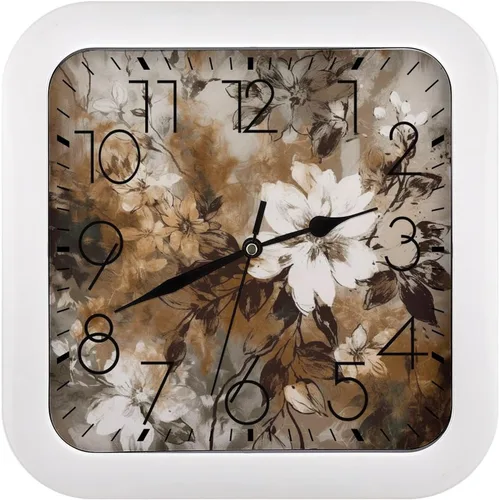 Miniatura 25 de 10" Square Modern Wall Clock,African Mud Cloth Tribal Print Kitchen Clocks Wall Battery Operated,Silent Non Ticking Unique Funny Cute Wall Clock for