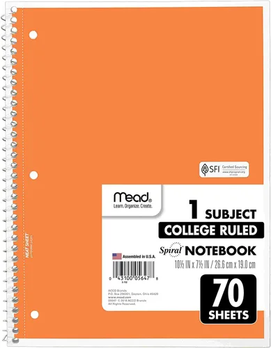 Miniatura 4 de Mead Cuaderno de espiral, paquete de 12 cuadernos con espiral de 1 materia, cuadernos escolares de color pastel, 70 páginas