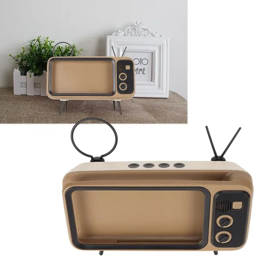 Miniatura 9 de ZJchao Soporte de teléfono retro para TV, estilo TV, soporte de teléfono retro para arañazos, decorativo, soporte para teléfono móvil de escritorio