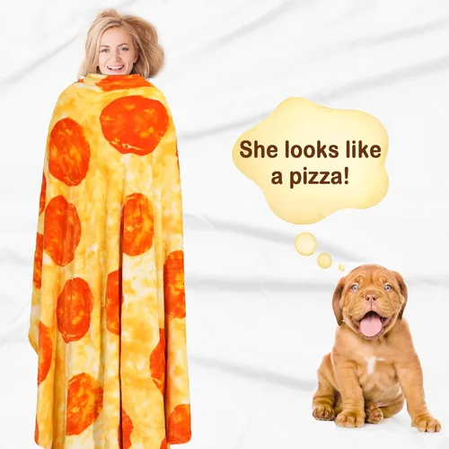 Miniatura 2 de Bnuitland - Manta graciosa de 72 pulgadas con diseño de pizza y funda para almohada (45×45 cm), 300 GSM, manta gigante de doble cara, novedosa