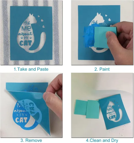 Miniatura 3 de Plantillas de pantalla de seda, plantillas de gato, plantillas autoadhesivas, plantillas de malla reutilizables para pintar en letreros de madera