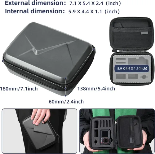 Miniatura 2 de Funda de transporte resistente al agua para DJI Osmo Action 6/5 Pro/4/3, funda rígida de viaje compatible con GoPro Max Hero 13/12/11/10/9/8/7