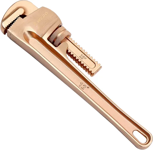 Miniatura 8 de WEDO Llave de tubo sin chispas (longitud 23.622 in, apertura máxima 2.953 in), llave de fontanería recta sin chispas, llave de seguridad sin Bronce