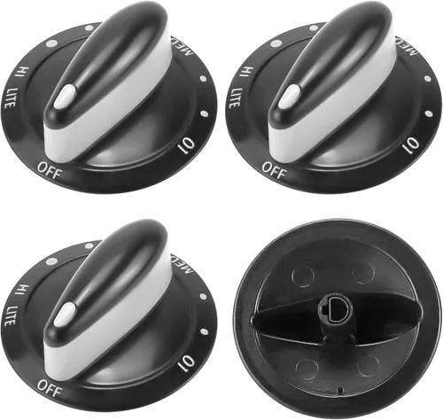 AMI PARTS Paquete de 4 pomos para quemador de gas 74011287, color negro, compatible con pomos de estufa de gas Maytag AP4100044, PS2088607, 74011287
