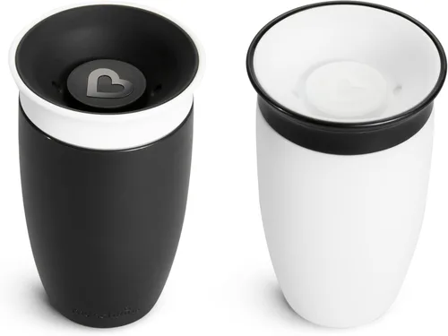 Miniatura 3 de Munchkin Vasos para niños pequeños de 1 a 3 años, a prueba de derrames, Miracle 360 tazas, 10 onzas, paquete de 2, negro/blanco