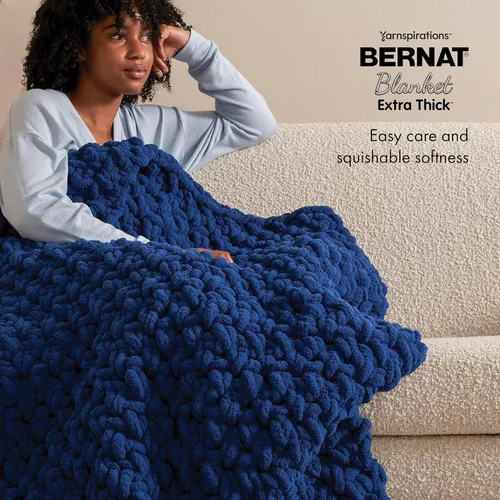 Miniatura 3 de Bernat - Hilo para manta extra grueso color niebla azul - 1 paquete de 21.12 oz/598.74 g - 100% poliéster - #7 Jumbo - 72 yardas - Hilo grueso