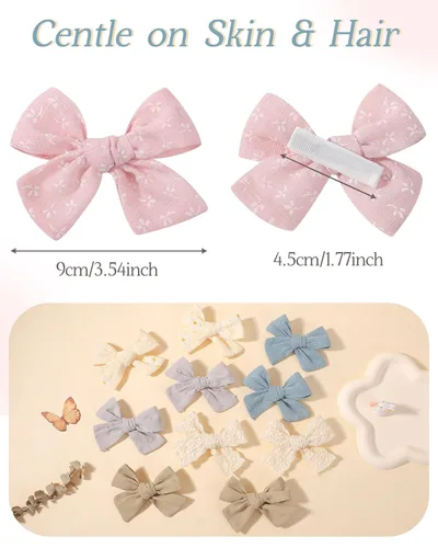 Miniatura 2 de doboi 20 pinzas de lino para el pelo para bebés, accesorios para bebés, bebés, niños pequeños en pares Flower Bows