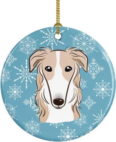 Miniatura 5 de Caroline's Treasures Adorno de cerámica con diseño de copo de nieve para colgar en el árbol de Navidad, para el hogar, Navidad, fiestas, regalo, 3