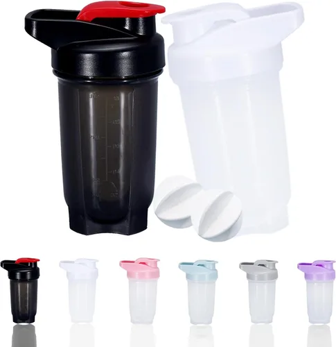 Botella Mezcladora para Batidos de Proteína con Taza y Botella Mezcladora de 10 onzas/300ML con Bolitas Mezcladoras, Juego de Botellas Mezcladoras