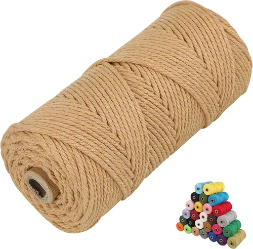Miniatura 16 de Cordón de algodón para macramé, hilo torcido de 4 capas, cuerda de algodón natural, suministros perfectos de macramé, para hacer soportes colgantes