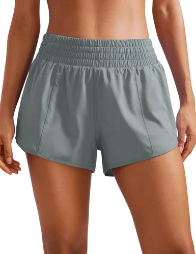 Miniatura 55 de CRZ YOGA Pantalones cortos de correr de cintura alta para mujer de 2.5 pulgadas, forro de malla de secado rápido para entrenamiento deportivo