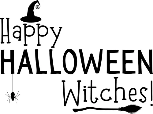 Calcomanía de Halloween para pared o puerta – Brujas de Feliz Halloween | Hecho en Estados Unidos | Vinilo extraíble para despegar y pegar (brujas,