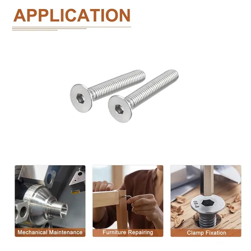 Miniatura 5 de DTGN Tornillos de cabeza plana de 3/8-16 x 2-1/2", paquete de 20 tornillos de cabeza plana de acero inoxidable 304, rosca completa, pernos