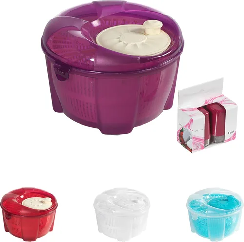Mabel Home Molinillo de ensalada, lanzador de ensalada y batidora, 5,5 cuartos de galón, cortador de verduras -EXTRA Sal & Pepper Shaker inc. Púrpura